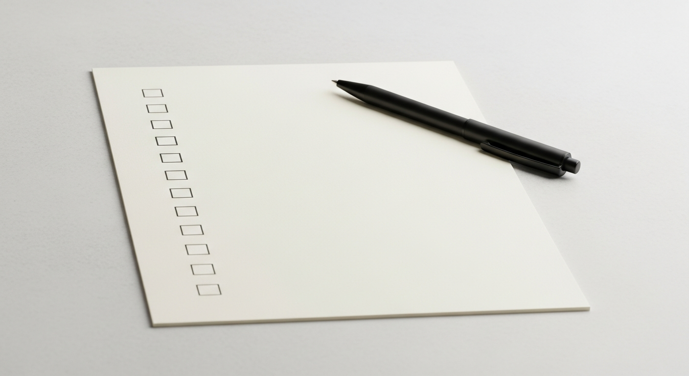 Checklist due diligence financière sur bureau avec stylo et documents